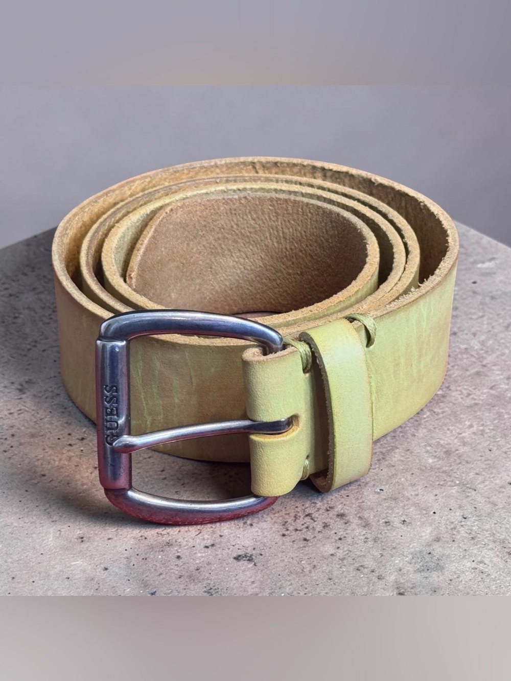 Guess Men's Leather Belt in Pale Yellow-Tan - Guess